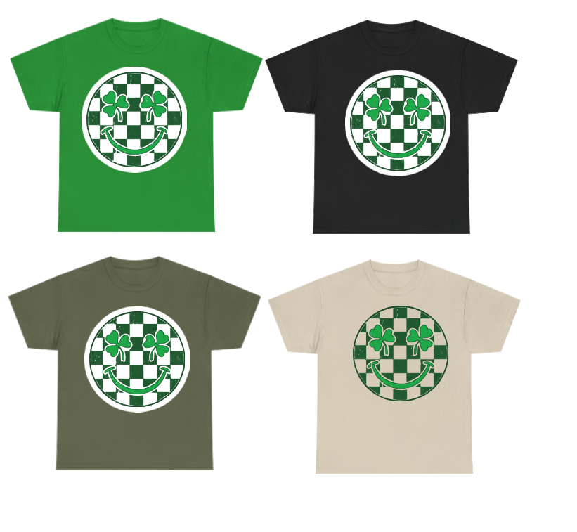 Checkered Smiley Face St Patrick's Day Shirt Toddler, Little Kid, and Youth